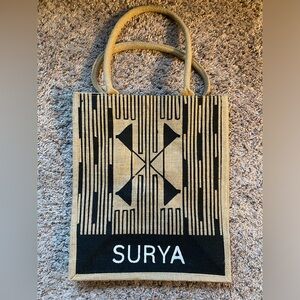 Surya burlap tote bag